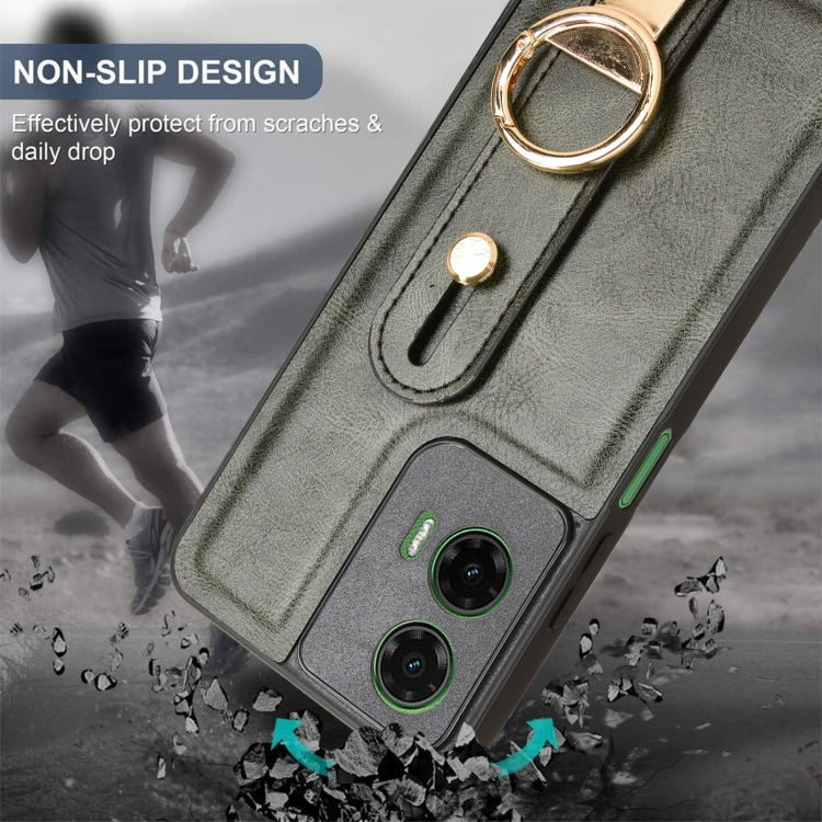 For Motorola Moto G35 5G Wristband Leather Back Phone Case