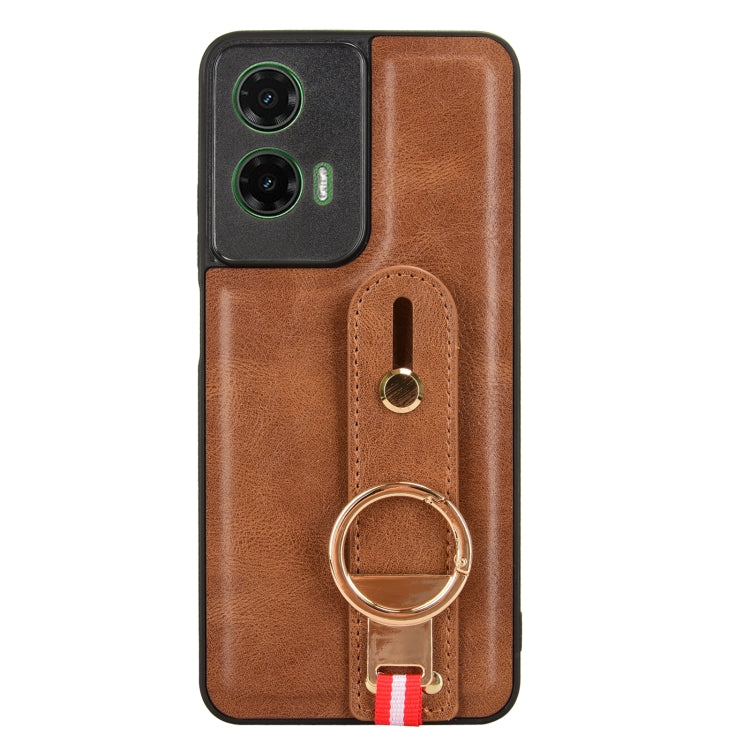 For Motorola Moto G35 5G Wristband Leather Back Phone Case