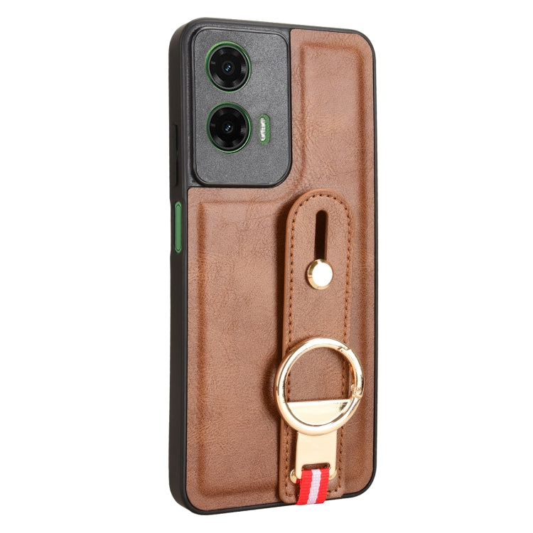 For Motorola Moto G35 5G Wristband Leather Back Phone Case