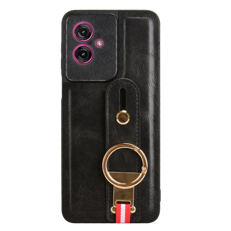For Motorola Moto G55 5G Wristband Leather Back Phone Case