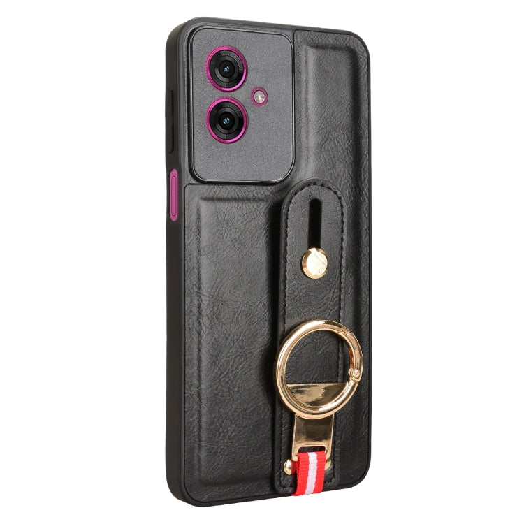 For Motorola Moto G55 5G Wristband Leather Back Phone Case