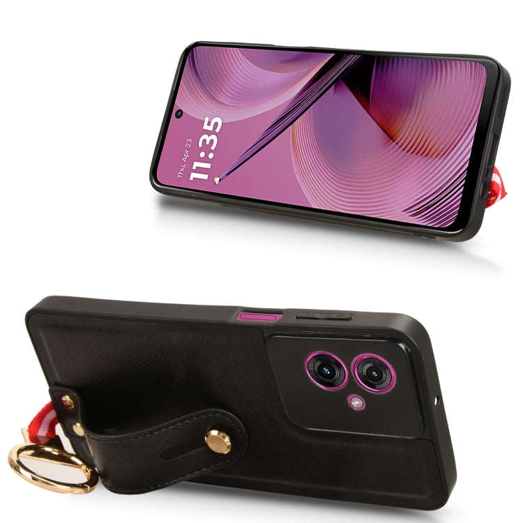 For Motorola Moto G55 5G Wristband Leather Back Phone Case
