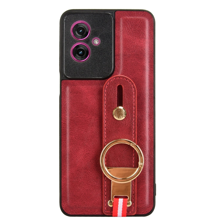 For Motorola Moto G55 5G Wristband Leather Back Phone Case