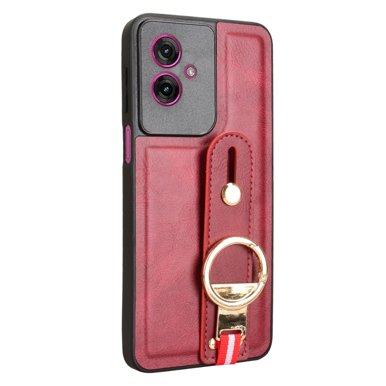 For Motorola Moto G55 5G Wristband Leather Back Phone Case