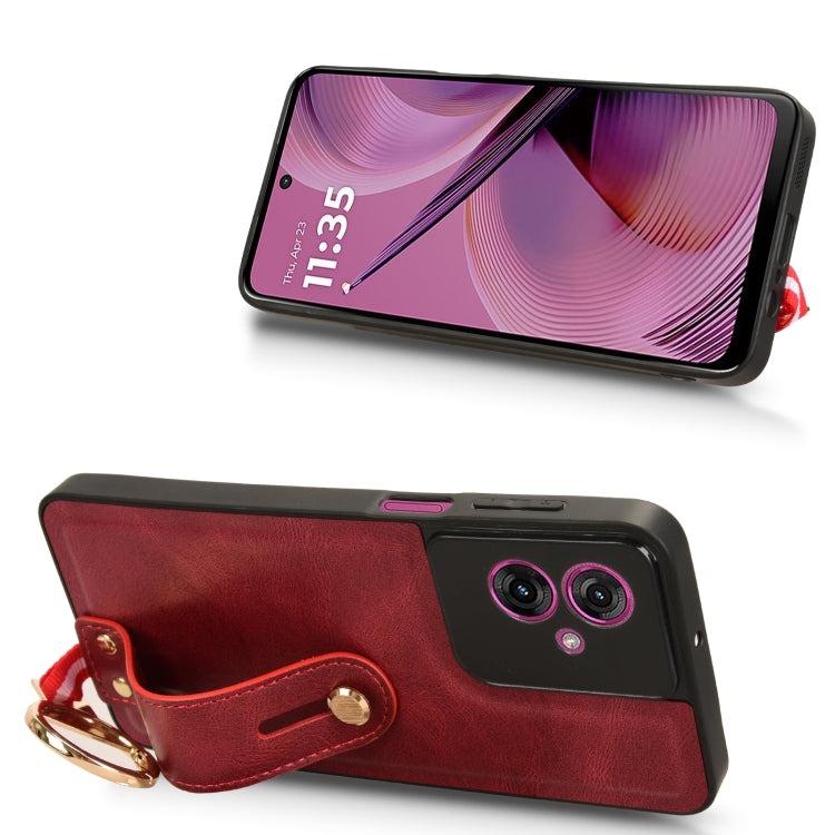 For Motorola Moto G55 5G Wristband Leather Back Phone Case