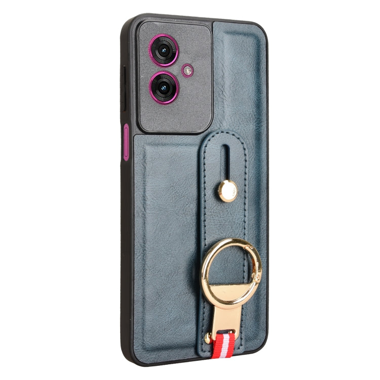 For Motorola Moto G55 5G Wristband Leather Back Phone Case