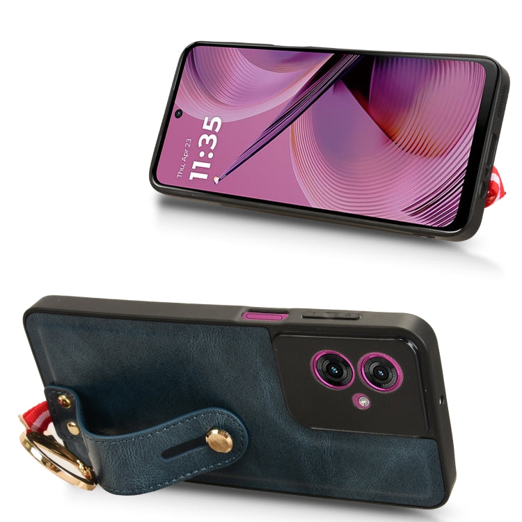 For Motorola Moto G55 5G Wristband Leather Back Phone Case