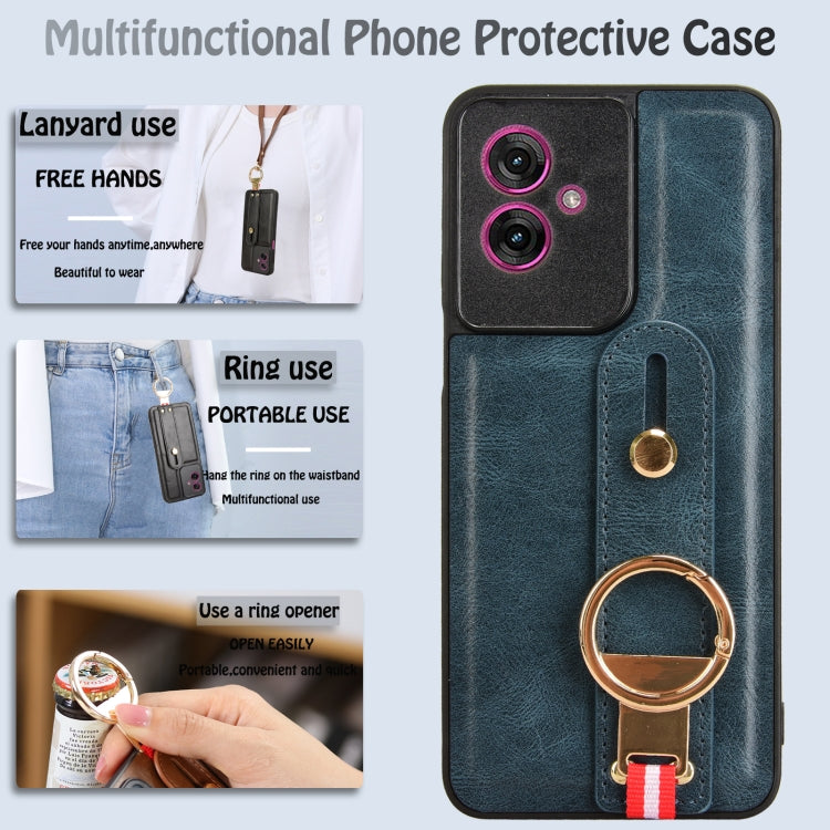 For Motorola Moto G55 5G Wristband Leather Back Phone Case