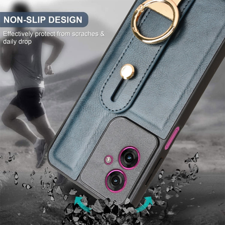 For Motorola Moto G55 5G Wristband Leather Back Phone Case