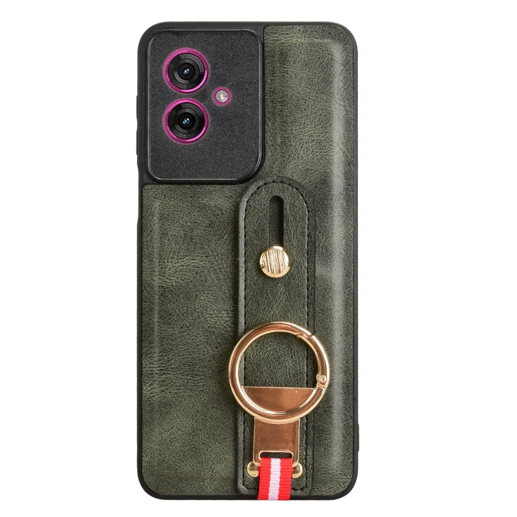 For Motorola Moto G55 5G Wristband Leather Back Phone Case