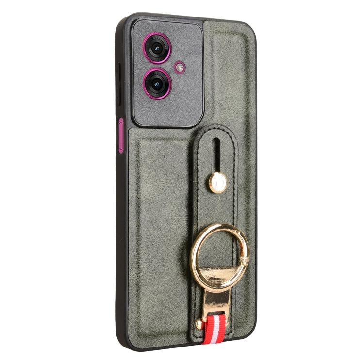 For Motorola Moto G55 5G Wristband Leather Back Phone Case