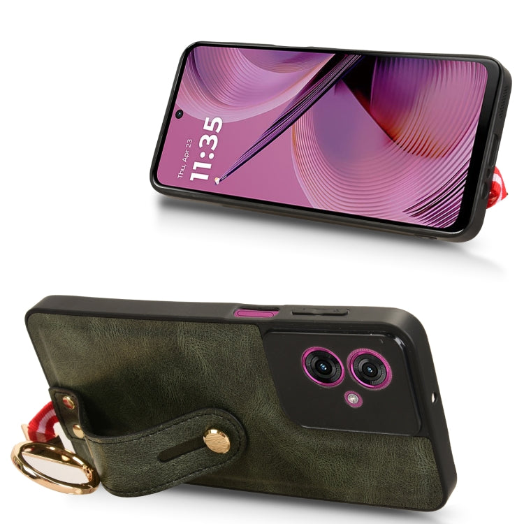 For Motorola Moto G55 5G Wristband Leather Back Phone Case