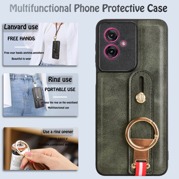 For Motorola Moto G55 5G Wristband Leather Back Phone Case