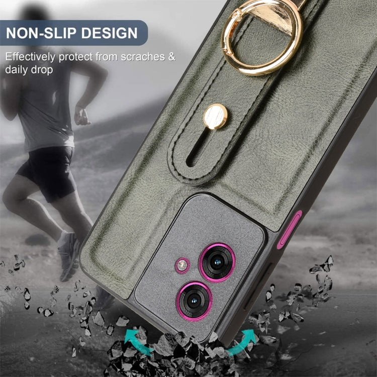 For Motorola Moto G55 5G Wristband Leather Back Phone Case