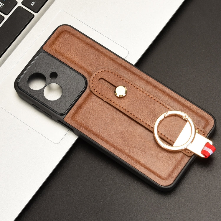 For Motorola Moto G55 5G Wristband Leather Back Phone Case