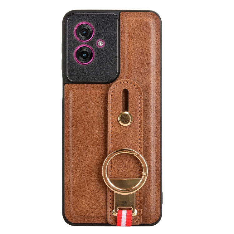 For Motorola Moto G55 5G Wristband Leather Back Phone Case
