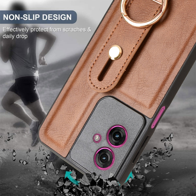 For Motorola Moto G55 5G Wristband Leather Back Phone Case