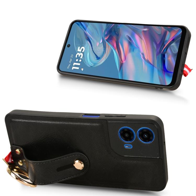 For Motorola Moto G45 5G Wristband Leather Back Phone Case