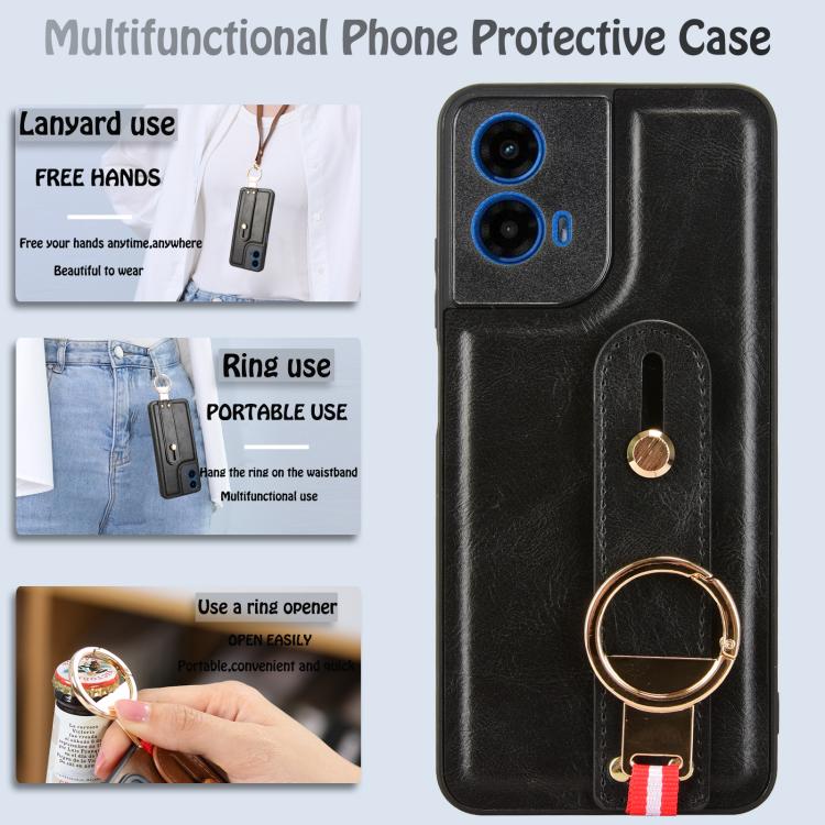 For Motorola Moto G45 5G Wristband Leather Back Phone Case