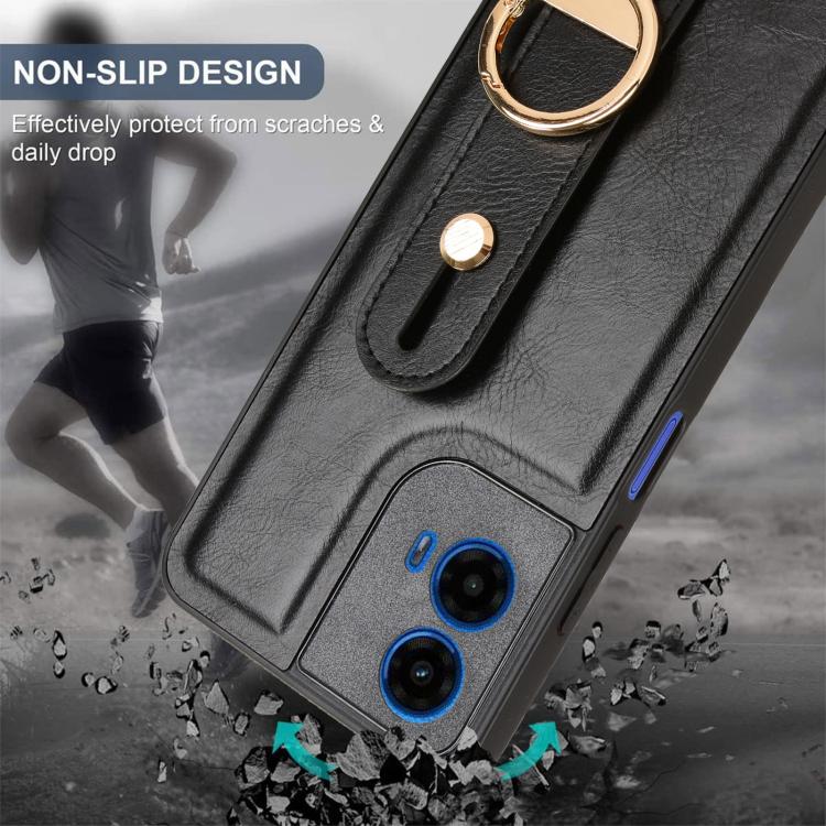 For Motorola Moto G45 5G Wristband Leather Back Phone Case