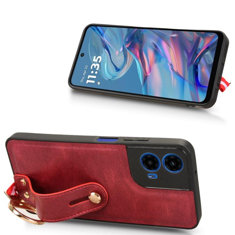 For Motorola Moto G45 5G Wristband Leather Back Phone Case