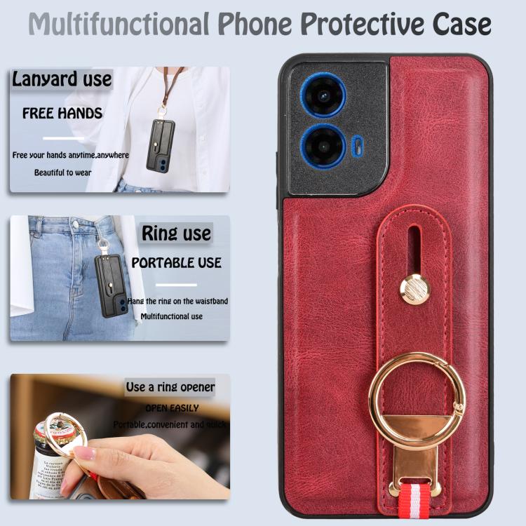 For Motorola Moto G45 5G Wristband Leather Back Phone Case