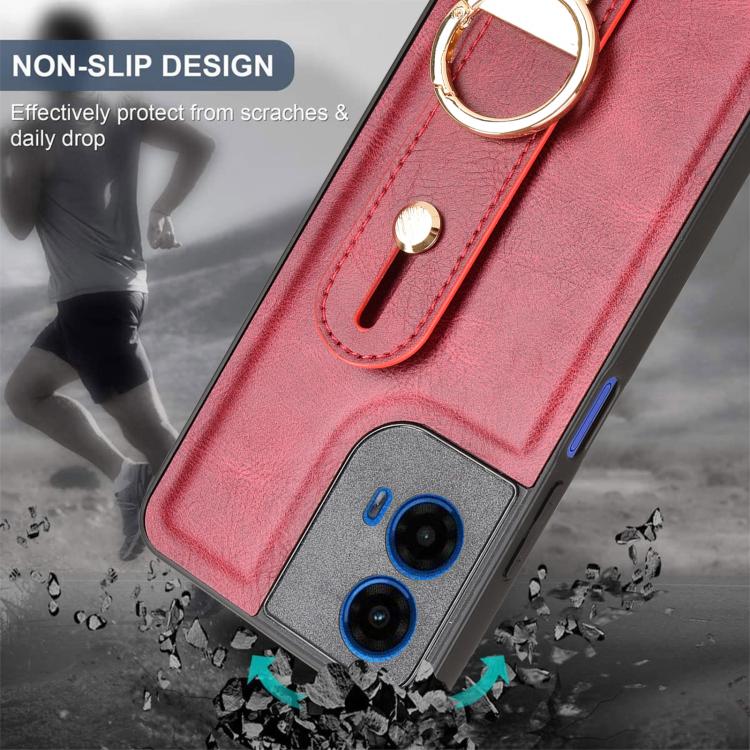 For Motorola Moto G45 5G Wristband Leather Back Phone Case
