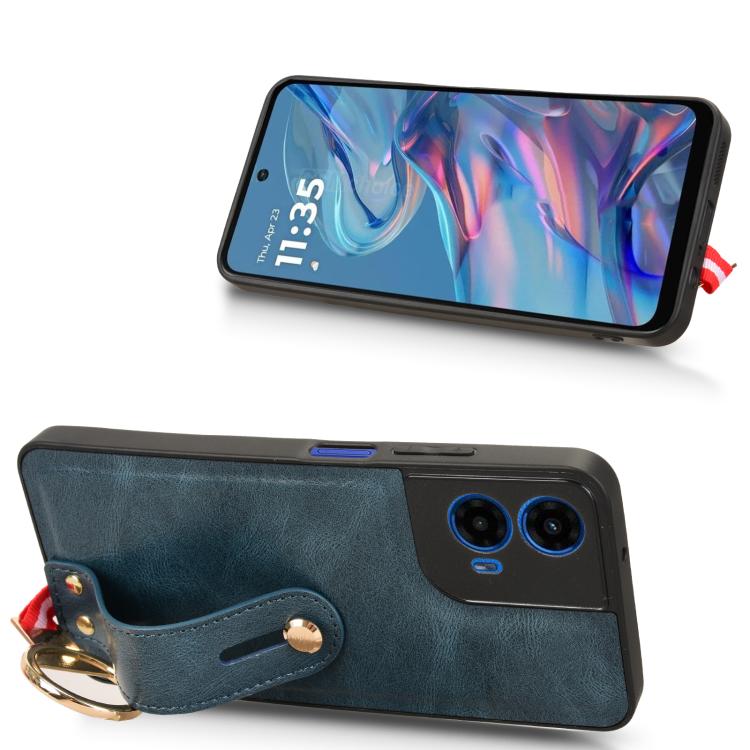 For Motorola Moto G45 5G Wristband Leather Back Phone Case