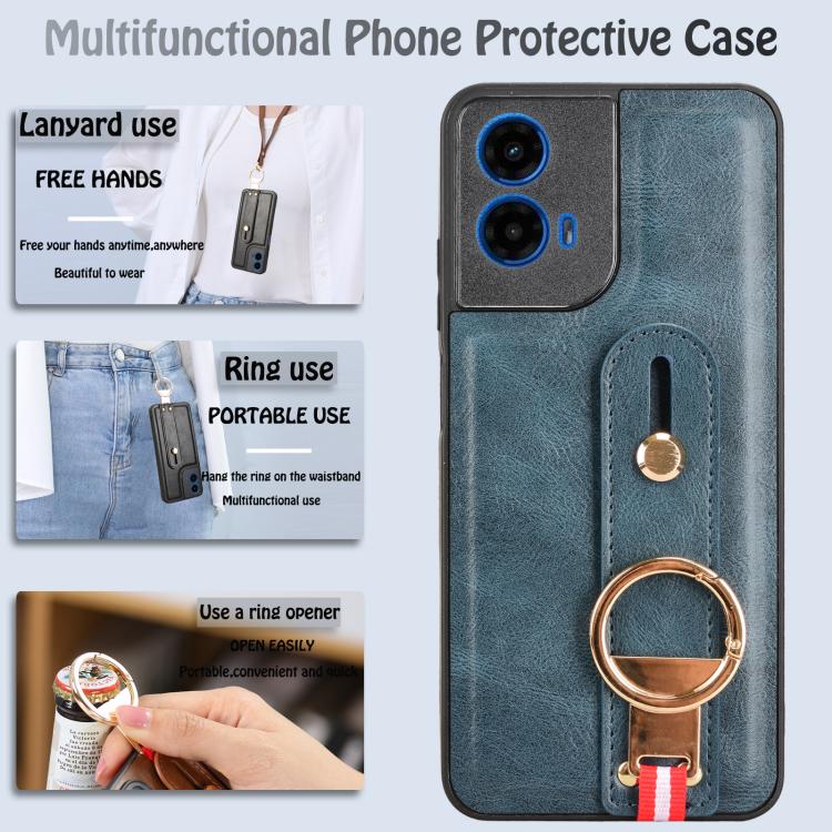 For Motorola Moto G45 5G Wristband Leather Back Phone Case