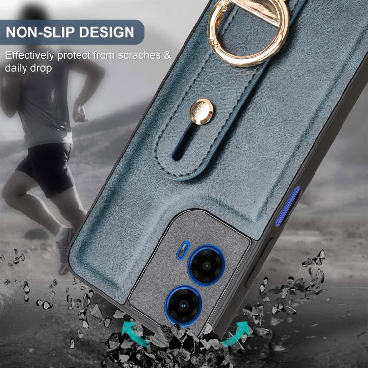 For Motorola Moto G45 5G Wristband Leather Back Phone Case