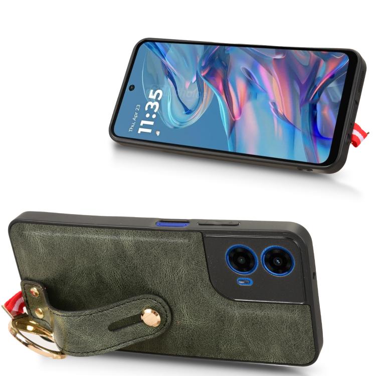 For Motorola Moto G45 5G Wristband Leather Back Phone Case