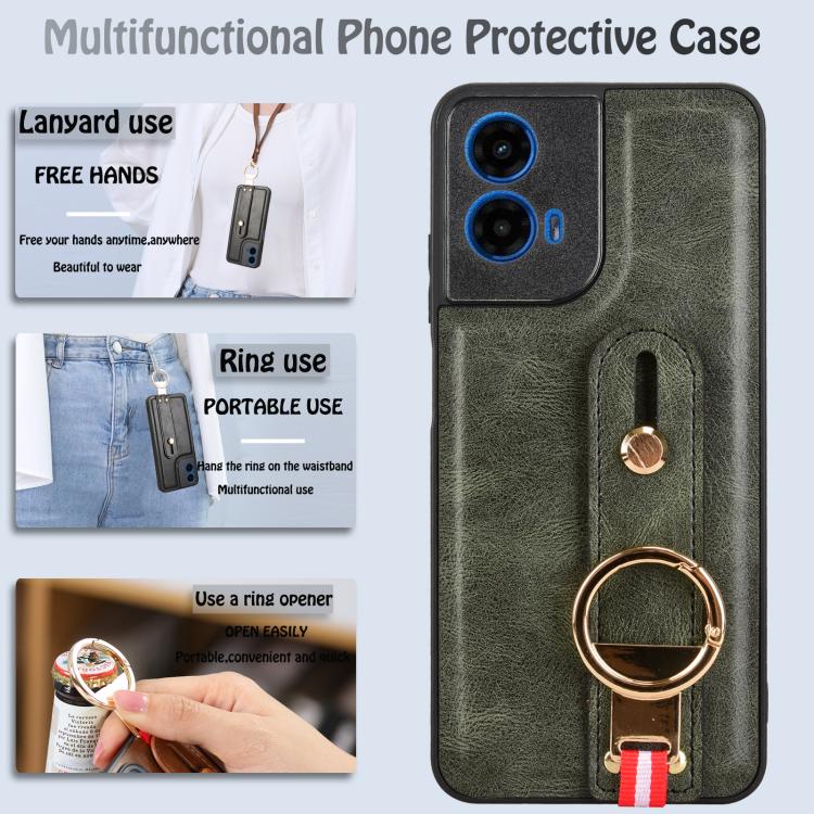 For Motorola Moto G45 5G Wristband Leather Back Phone Case