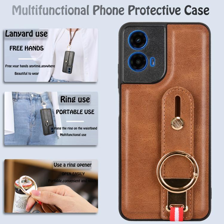 For Motorola Moto G45 5G Wristband Leather Back Phone Case