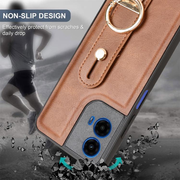 For Motorola Moto G45 5G Wristband Leather Back Phone Case