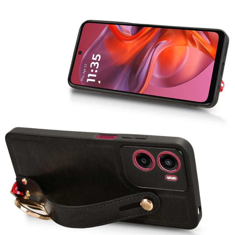 For Motorola Moto G05 / E15 4G Wristband Leather Back Phone Case