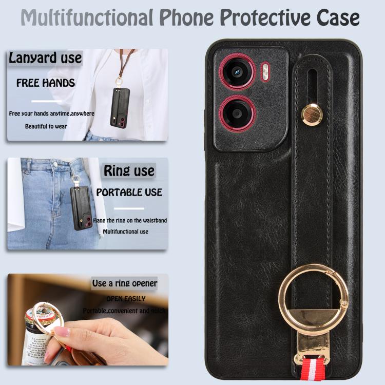 For Motorola Moto G05 / E15 4G Wristband Leather Back Phone Case