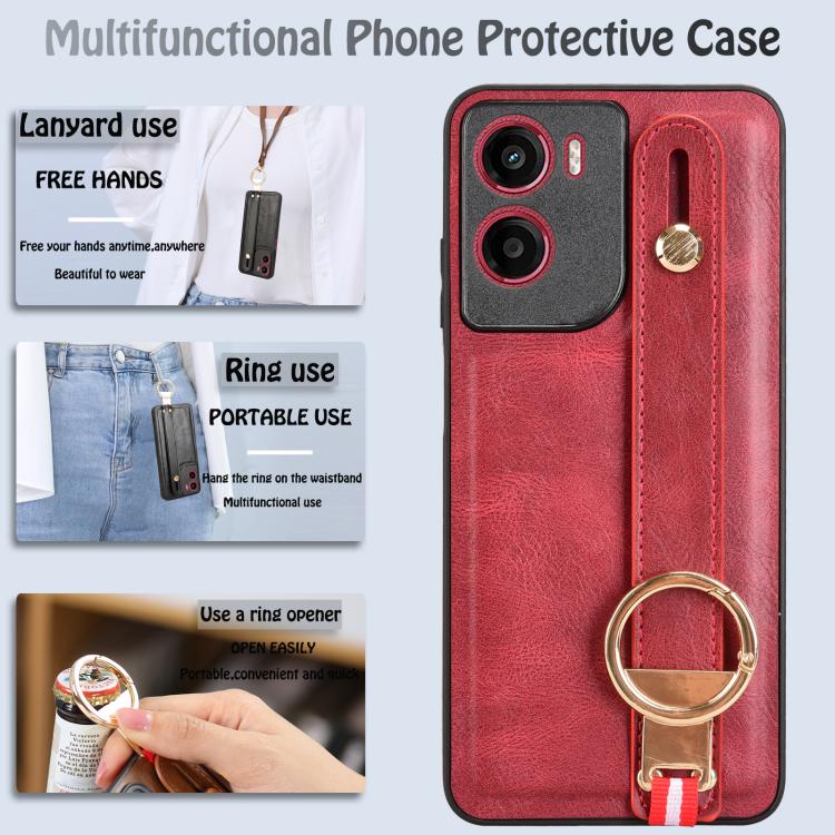 For Motorola Moto G05 / E15 4G Wristband Leather Back Phone Case
