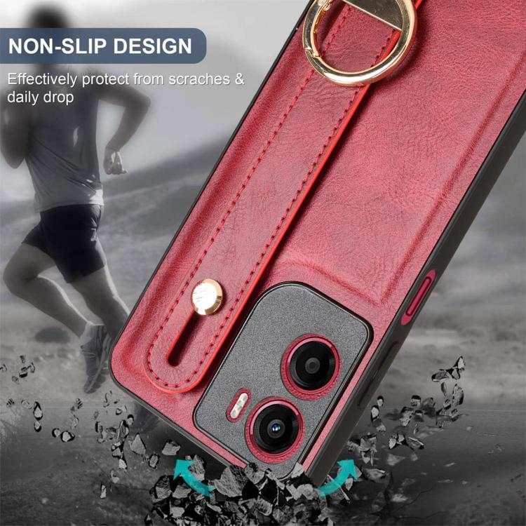For Motorola Moto G05 / E15 4G Wristband Leather Back Phone Case