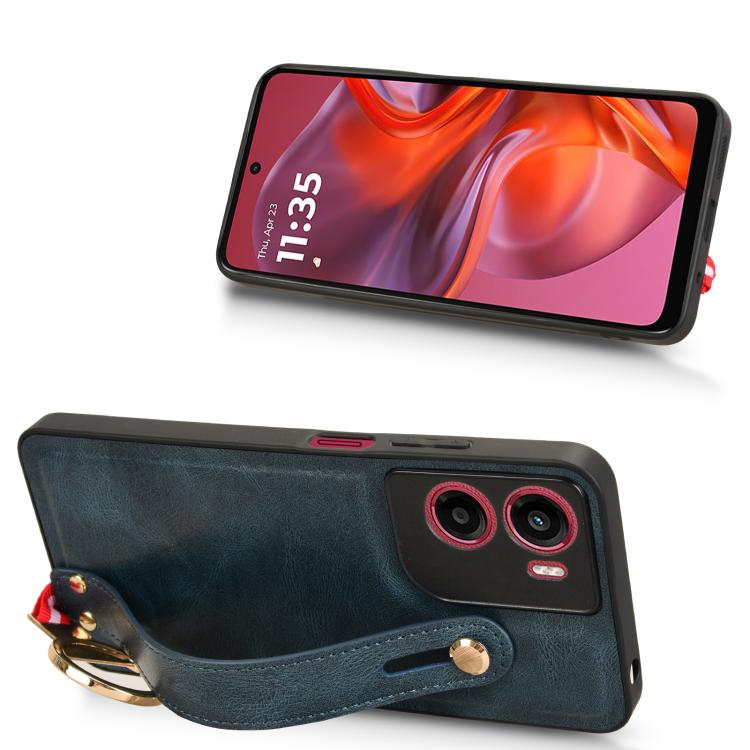 For Motorola Moto G05 / E15 4G Wristband Leather Back Phone Case