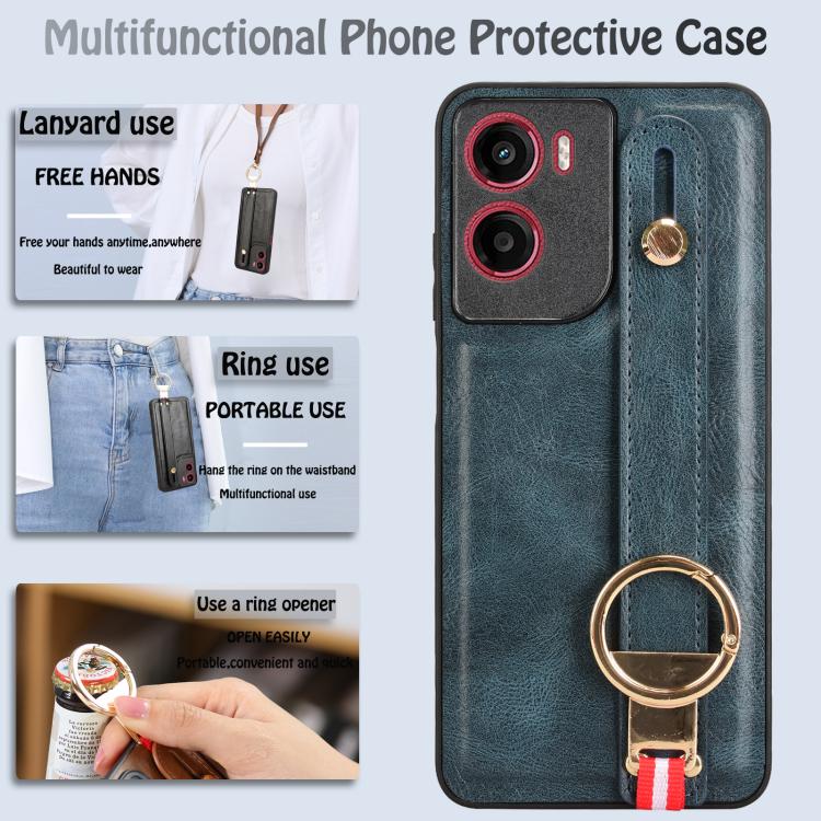 For Motorola Moto G05 / E15 4G Wristband Leather Back Phone Case