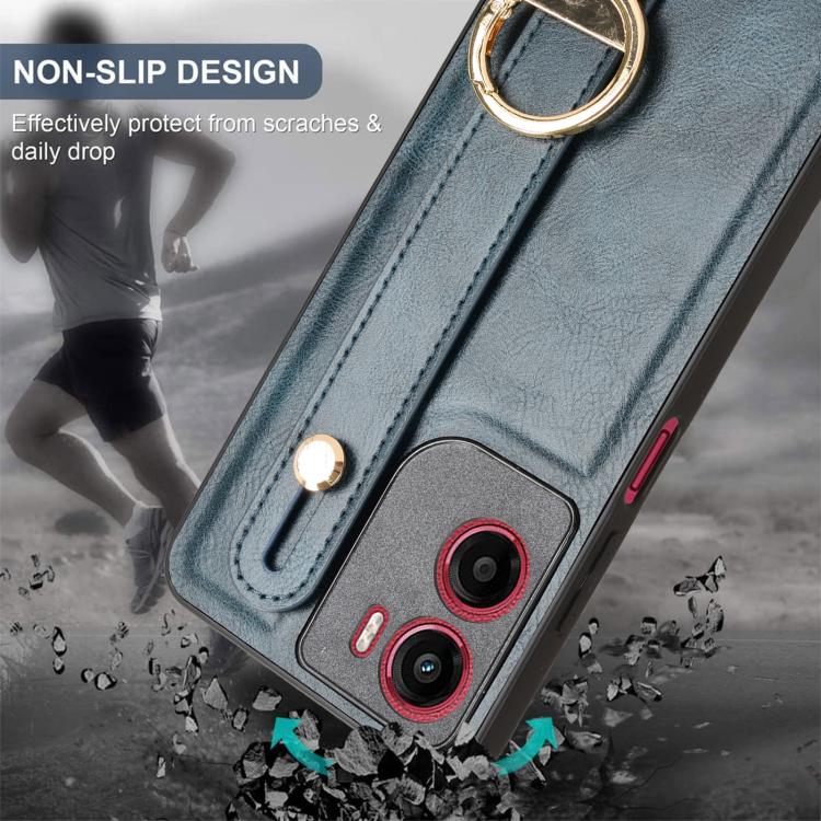For Motorola Moto G05 / E15 4G Wristband Leather Back Phone Case
