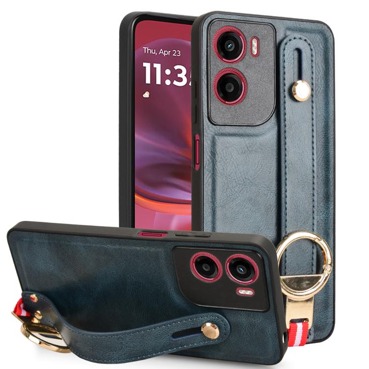 For Motorola Moto G05 / E15 4G Wristband Leather Back Phone Case