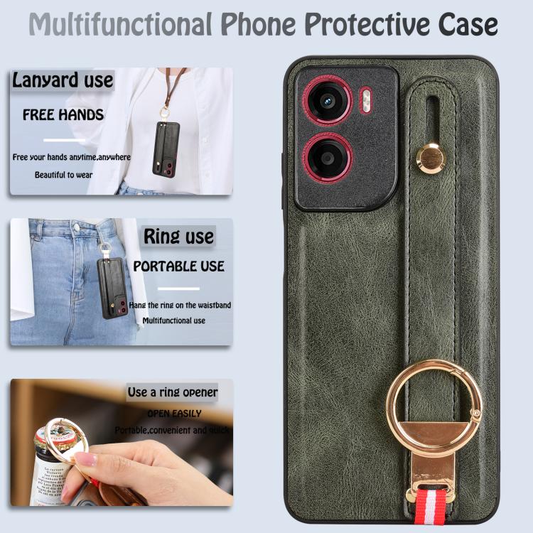 For Motorola Moto G05 / E15 4G Wristband Leather Back Phone Case