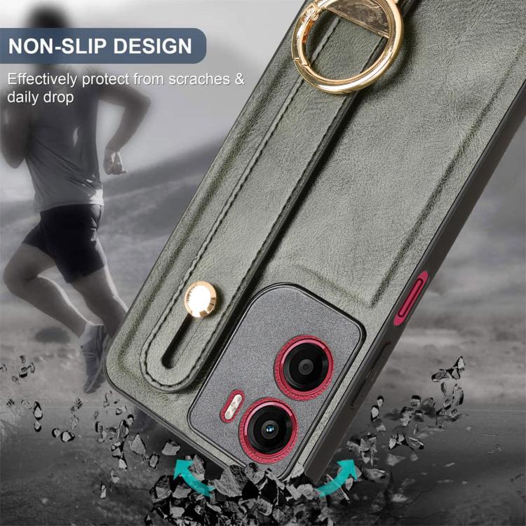 For Motorola Moto G05 / E15 4G Wristband Leather Back Phone Case