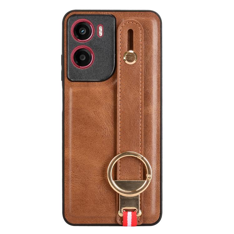For Motorola Moto G05 / E15 4G Wristband Leather Back Phone Case