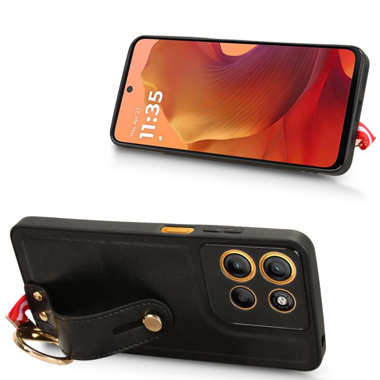 For Motorola Moto G15 / G15 Power 4G Wristband Leather Back Phone Case