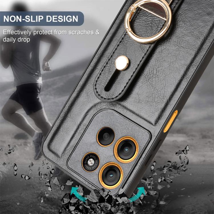 For Motorola Moto G15 / G15 Power 4G Wristband Leather Back Phone Case