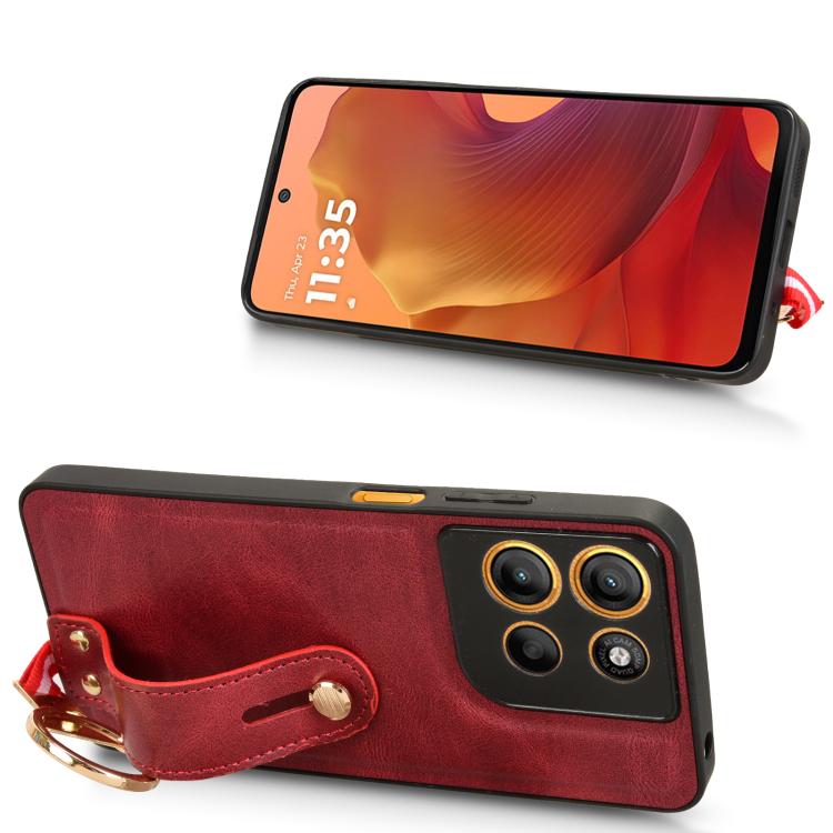 For Motorola Moto G15 / G15 Power 4G Wristband Leather Back Phone Case