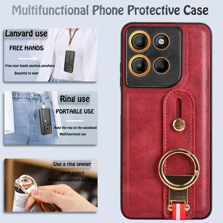 For Motorola Moto G15 / G15 Power 4G Wristband Leather Back Phone Case