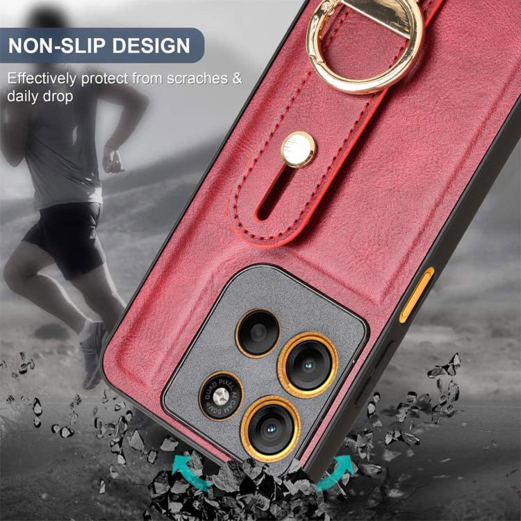 For Motorola Moto G15 / G15 Power 4G Wristband Leather Back Phone Case